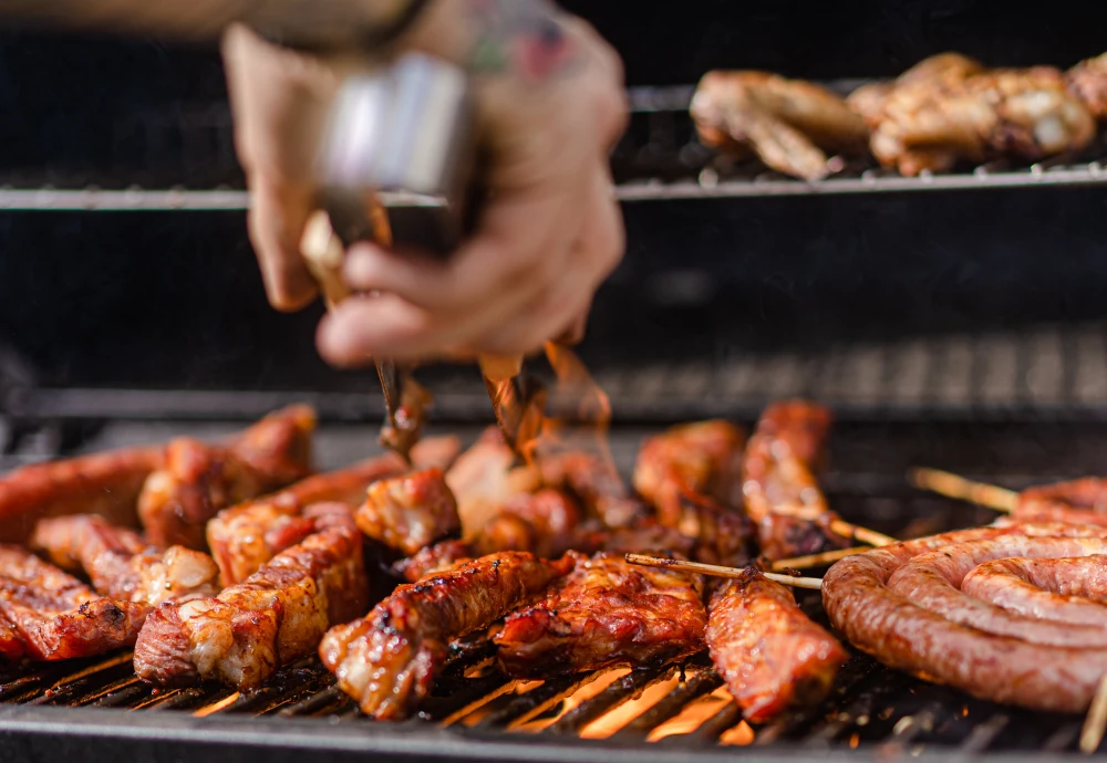 grilling burgers on a wood pellet grill